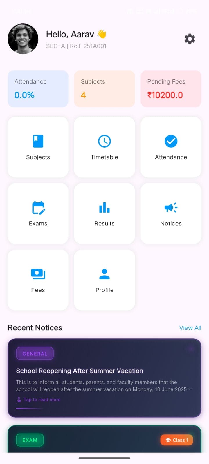 CampusTrue student app home screen